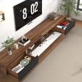 thumbnail image 2 of Blotout 94.5''Minimalist Floating TV Stand, Modern Wall-Mounted Media Console with 4 Drawers for Wall-mounted TV Up to 110'', Walnut & Black, 2 of 9