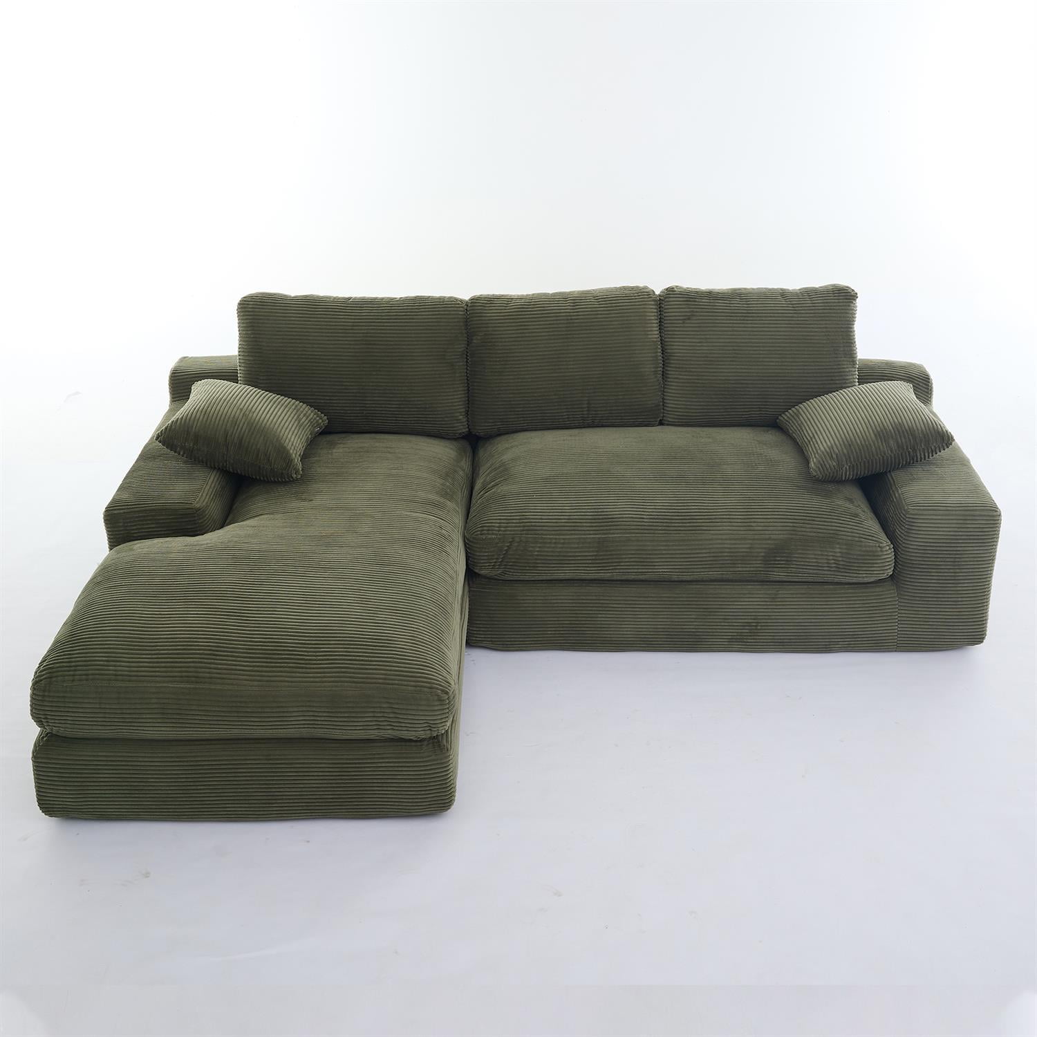 Demi Bonn 99"x69" L-Shape Modular Sectional Sofa Set, Modern Minimalist Upholstered Sleeper Couch for Bedroom & Living Room, No Installation, Green