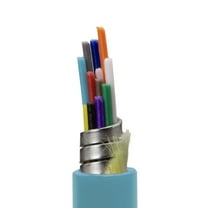 Armored Plenum 12 Strand Indoor Fiber Optic Distribution Cable, 10Gbit, OM3 50/125 Multimode, Corning Optical Fiber, Aqua, Spool, 500 foot