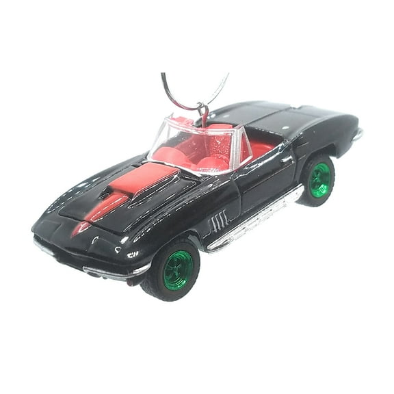 Christmas Ornament for 1967 Chevy Corvette Black Red Green Rims Ltd Ed