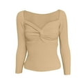 thumbnail image 3 of BLVB Women's Tops Sweater Sweetheart Neck Long Sleeve Knit Twisted Knot Front Pullover Sweater Slim Fit Shirts Blouse, 3 of 6