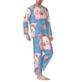 thumbnail image 2 of Naloa Cute Pig Flowers Men’s Pajamas Set - Long Sleeve Button Down Sleep Shirt and Pajama Bottoms Sleepwear Set-X-Large, 2 of 7