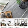 thumbnail image 5 of Xiao Hua Mantel de lino y algodón, antiarrugas, con borlas, rectangular, para comedor, cocina, decoración (gris rayado, rectangular, 140 x 140 cm), 5 of 5