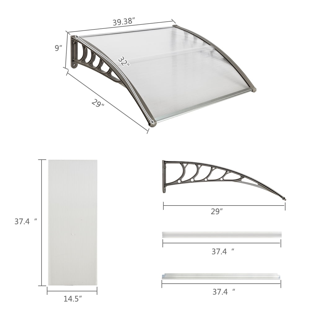 Kadyn 40"x 30" Door Canopy Patio Cover, Window Awning for house decoration, Outdoor Awning for home windows and doors, Gray Kadyn 40"x 30" Door Canopy Patio Cover, Window Awning for house decoration, Outdoor Awning for home windows and doors, Gray