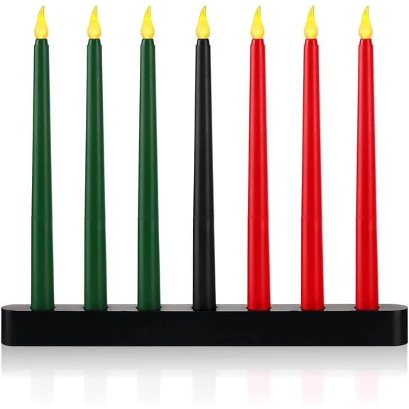 8 Pieces Kwanzaa Kinara Set 7 Kwanzaa LED Candles and 1 Candle Holder