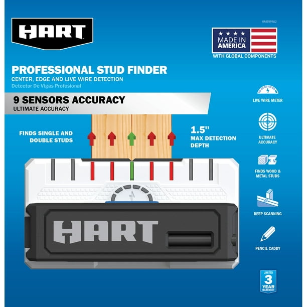 HART Professional Electronic Stud Finder, 9 Sensors & Live