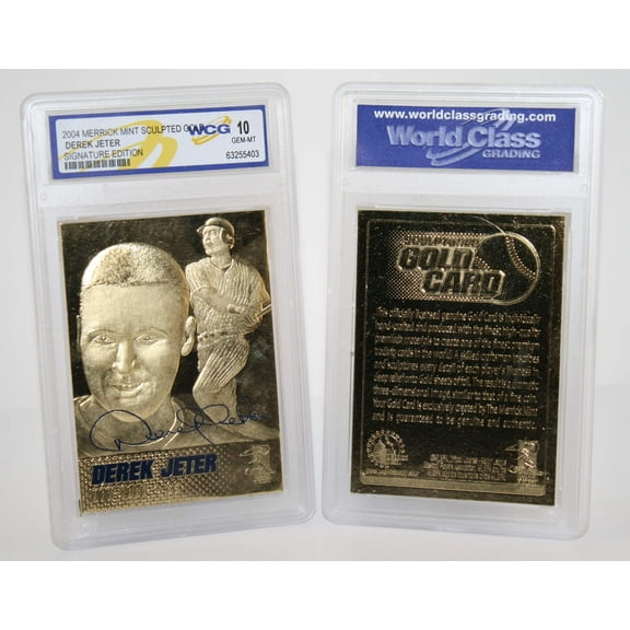 DEREK JETER NY Yankees Genuine Sculptured 24K Gold Card - Graded GEM MINT 10