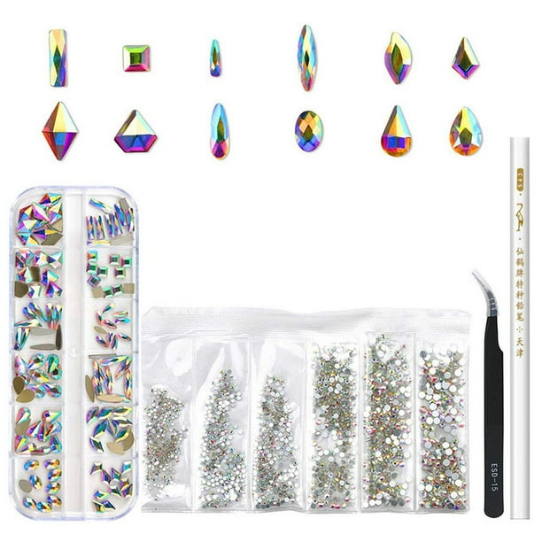 Diamantes De Imitación Ab Cristal Nail Art Set Diy Diamantes De Imitación Gemas Para Uñas Clase Transparente Multiforma Parte Posterior Plana Brillante Uñas Gemsmfor Nail Art Sweethay CE007372-02