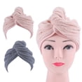 thumbnail image 4 of Hair Towel Wrap Quick Dry Cotton Super Absorbent Turban Head Wrap for Women with Button(2pcs), 4 of 5