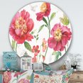thumbnail image 2 of Designart 'fleurs de Printemps Rouges et Papillon Peint à la Main' Art Mural Rond en Métal Style Ferme - Disque de 36, 2 of 5