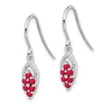 thumbnail image 2 of Diamond2Deal 925 Sterling Silver Rhodium Diamond and Ruby Shepherd Hook Dangle Earrings for Women, 2 of 5