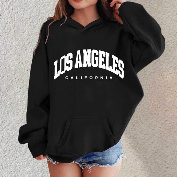 Girls Hoodies Oversized Cozy Letter Printed Hooded Long Sleeve Pullover Top Pocketed Everyday Girls Sweatshirts Black 3 Years-4 Years