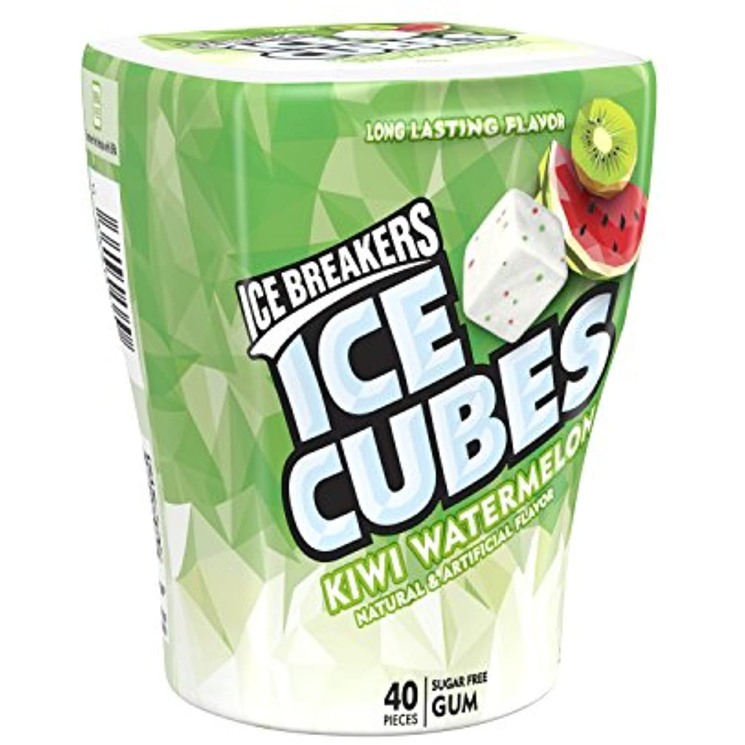 Ice Breakers Ice Cubes Sugar Free Xylitol Gum, Kiwi Watermelon, 3.24 Oz
