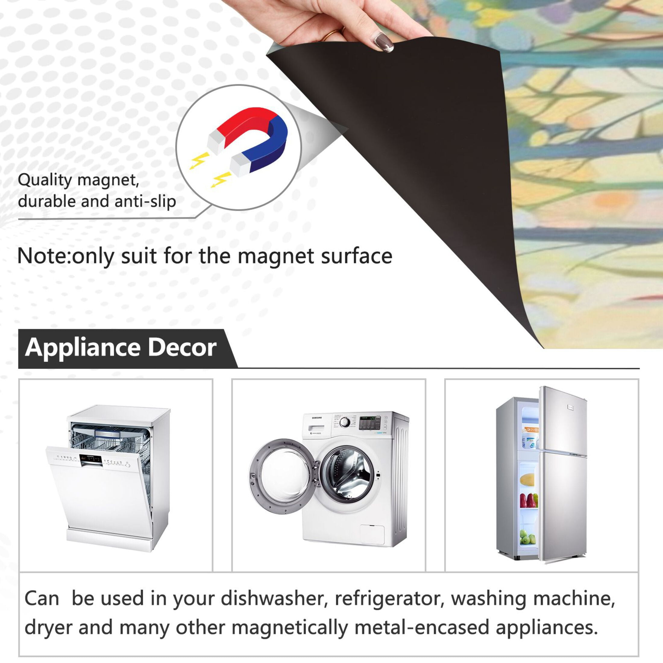 Dishwasher Magnetic Sticker 23x26 Inch Refrigerator Magnetic Sticker Washing Machine Magnetic Sticker Kitchen Panel Magnetic Sticker Home Decor Yellow Light and Trees
