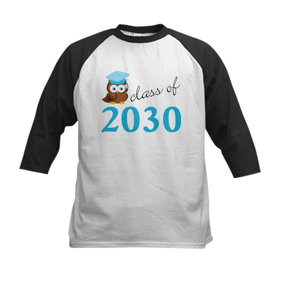 CafePress - Class Of 2030 Owl Graduation Gift Baseball Jersey - Kids Cotton Baseball Jersey, 3/4 Sleeve Shirt