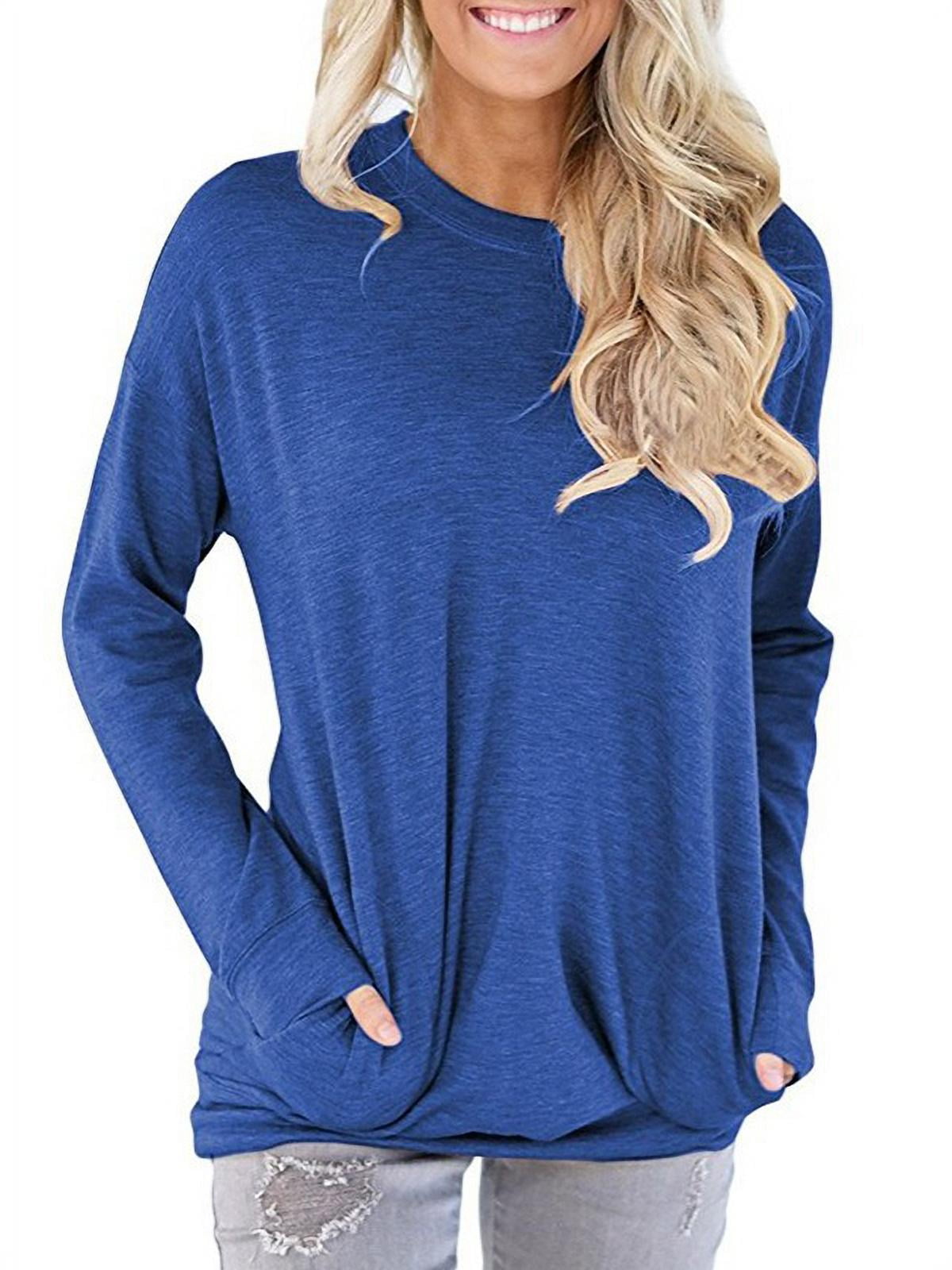 Theoylos Womens Fall Long Sleeve Pullover Color Block Casual Sweatshirts Shirt Crewneck Loose Tops 
