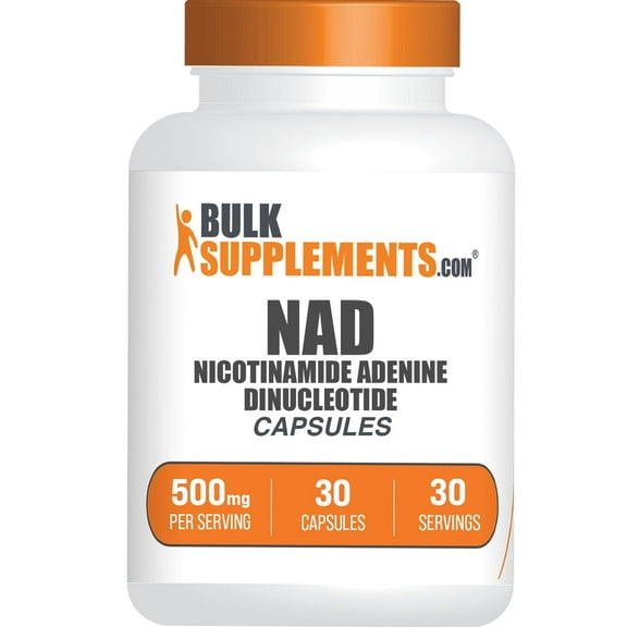 BulkSupplements NAD Capsules - Nicotinamide Adenine Dinucleotide - 20mg Per Serving (30 Capsules - 30 Servings)