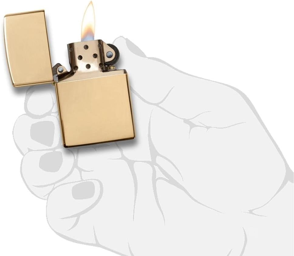 Zippo Lighter - Personalized Custom Message Engrave on Brass Zippo Lighter (High Polish) 254B