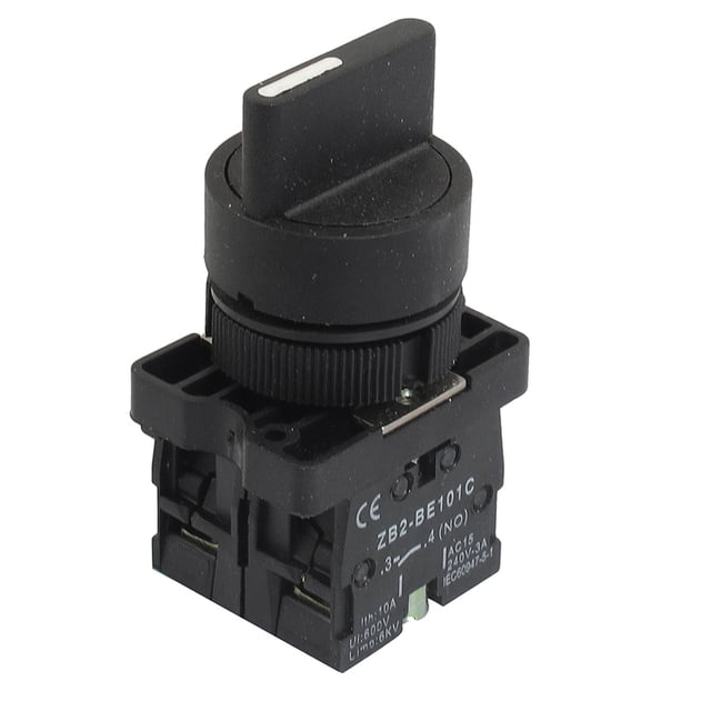 Interruptor selector rotativo momentáneo de 22 mm 2 NO de tres posiciones ZB2-BE101C