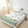 thumbnail image 4 of Feelyou Rustic Farmhouse Duck Twin Sheet Sets, Cartoon Wildlife Twin Fitted Sheet, Green Retro Plaid Flat Sheet, Breathable Home Decor, 3-Piece, 4 of 7