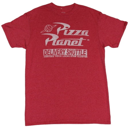 Toy Story Mens T-Shirt - Pizza Planet Delivery Shuttle Distressed (Best Pizza Delivery Lakeview Chicago)