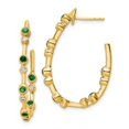 thumbnail image 5 of Auriga Mother's Day Gift 14K Yellow Gold 1/5 ct. LG Diamond VS/SI D-F and Emerald Hoop Earrings for Women, 5 of 6