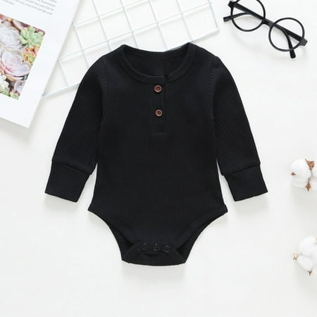 

DENGDENG Unisex-Baby Solid Bodysuit Long-Sleeve Cotton Bodysuits Infant Summer Clothes