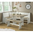 thumbnail image 2 of Linon Camden 3-Piece Coastal Corner Breakfast Nook Dining Set with Storage, White/Driftwood, 2 of 17