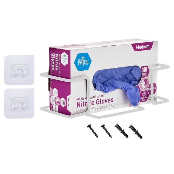 Alpine Glove Holder, Wall Mount Latex Wire Glove Holder, Disposable Glove Box & Tissue Box - Fits 1 Box (White)