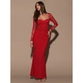 thumbnail image 5 of Red Lace Long Sleeve Sweetheart Neck Maxi Slip Dress For Women, Elegant Evening Gown, 5 of 6