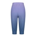 thumbnail image 5 of CLOISE Capris Pants for Women with Pockets Stretch Yoga Pants Elastic High Waisted Golf Pants Petite Summer Casual Fashion Gradient Color Loose Lightweight Cropped Sweatpants Blue L, 5 of 6