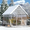 thumbnail image 4 of Jaxpety 6'x 8' Walk-in Polycarbonate Greenhouse with Aluminum Frame Lockable Doors Opening Windown, Outdoor Greenhouse,Silver, 4 of 13