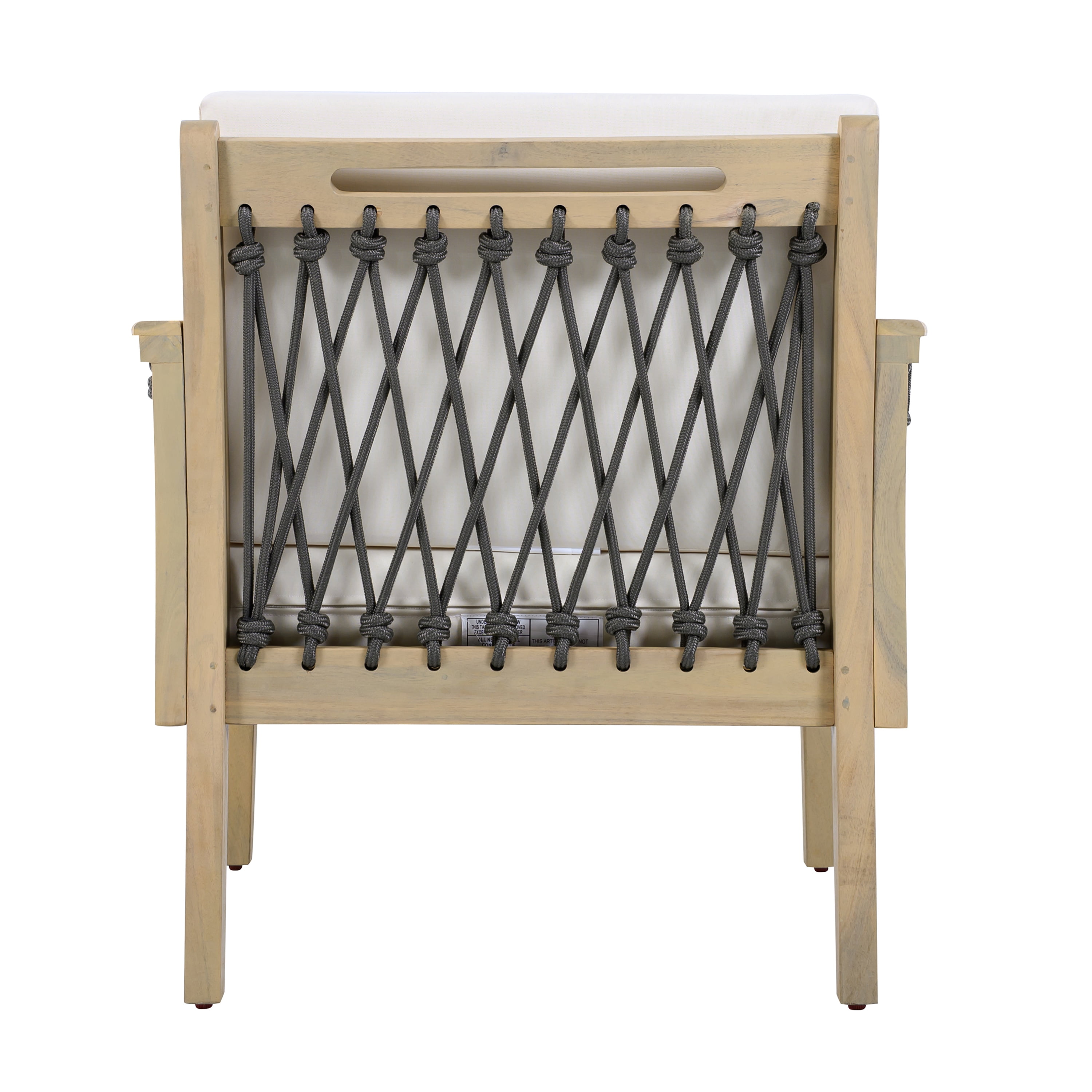 Club Chair, Outdoor Acacia Wood Chair with Handwoven Rope for Patio Garden, Light Teak and Cream