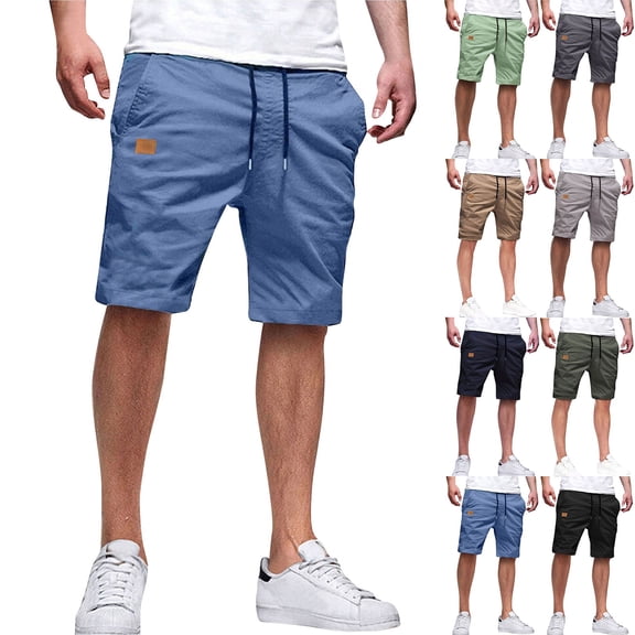 Mens Casual Cotton Shorts Drawstring Elastic Waist Summer Golf Pants Stretch Twill Beach Chino Shorts Black M