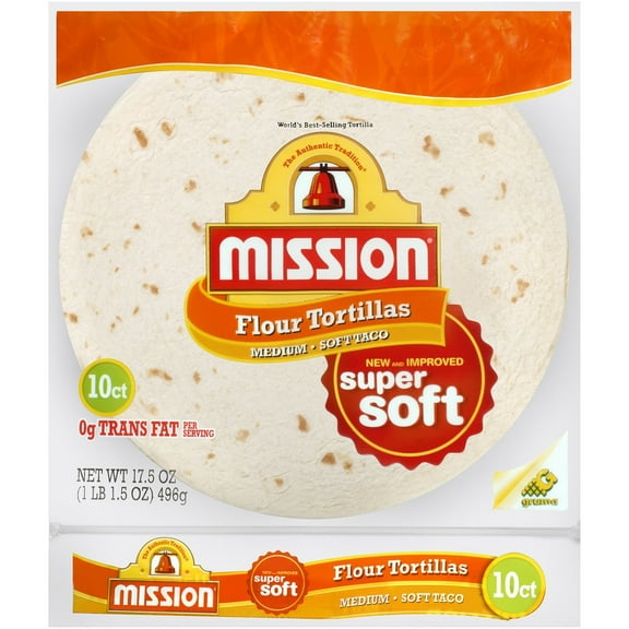 Mission Super Soft Soft Taco 17.5 oz - Flour Tortillas, 10 Count