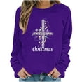 thumbnail image 4 of Ounisa Womens Crewneck Sweatshirt Long Sleeve Christmas Cross Print Terry Casual Cute Pullover Top Sweater, 4 of 6