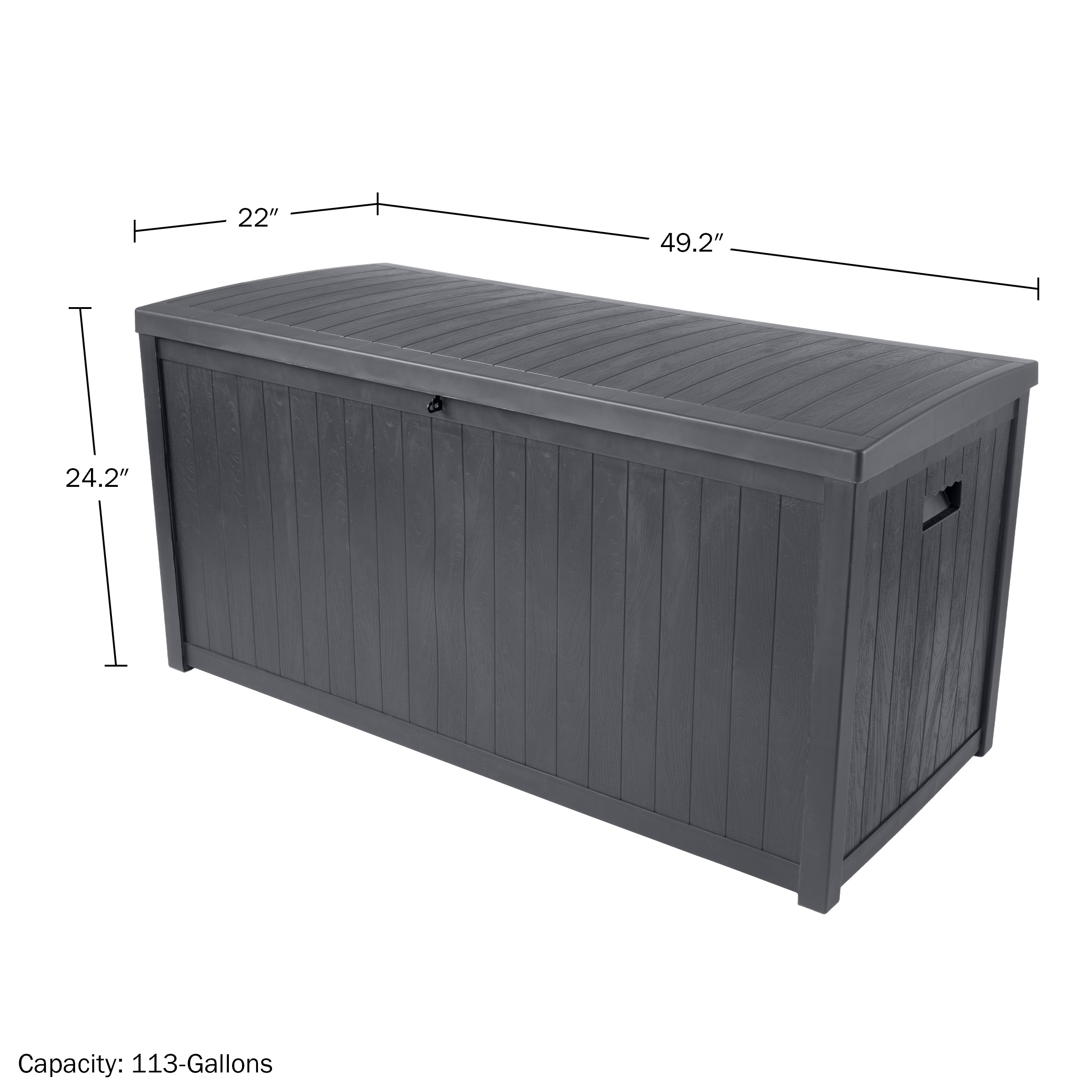 Storage Box - 113-Gallon Container for Patio Storage - Durable and Fade-Resistant Resin Deck Box - Outdoor Furniture by Pure Garden (Gray)