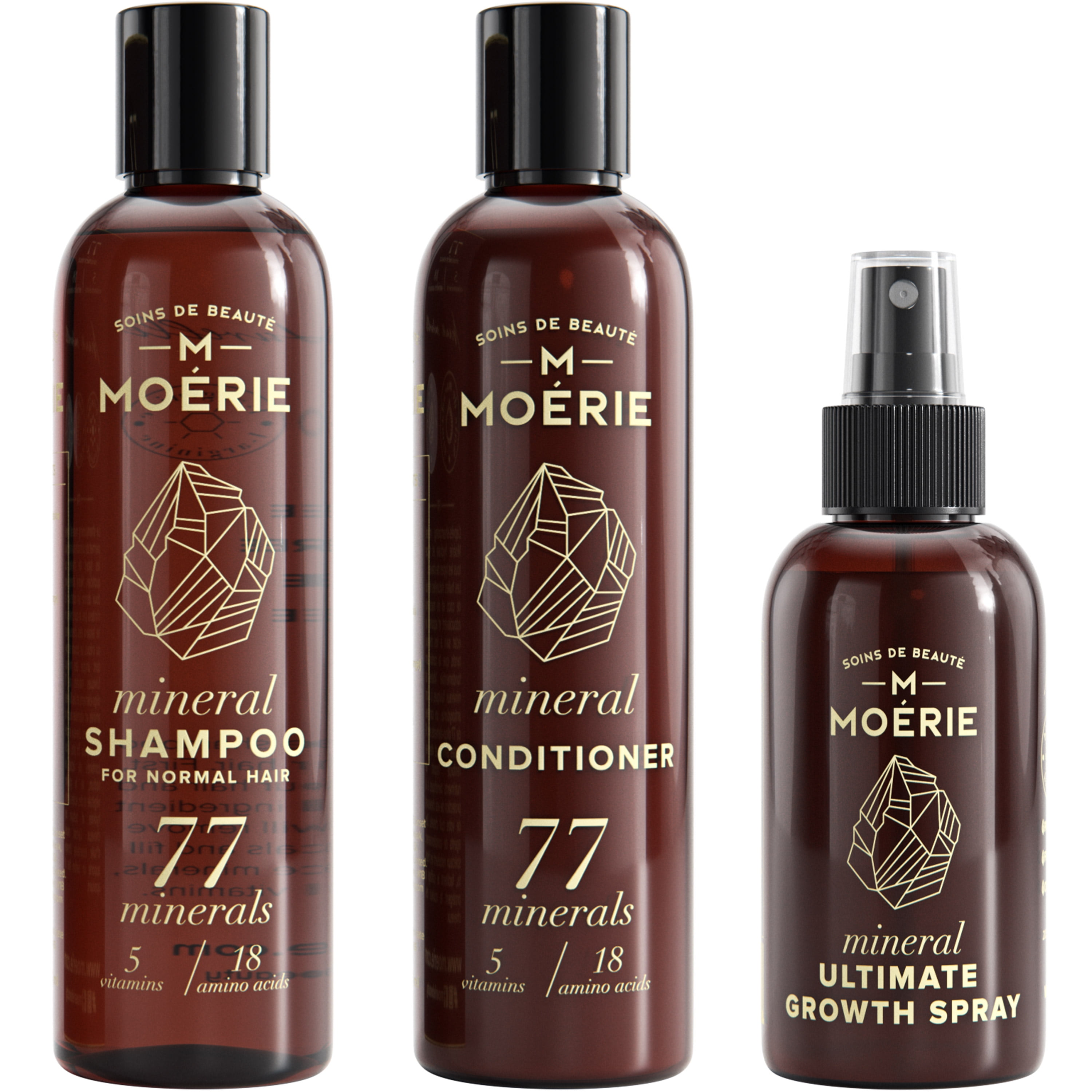 MOERIE Mineral Hair Growth Shampoo and Conditioner Plus Hair Spray Pack