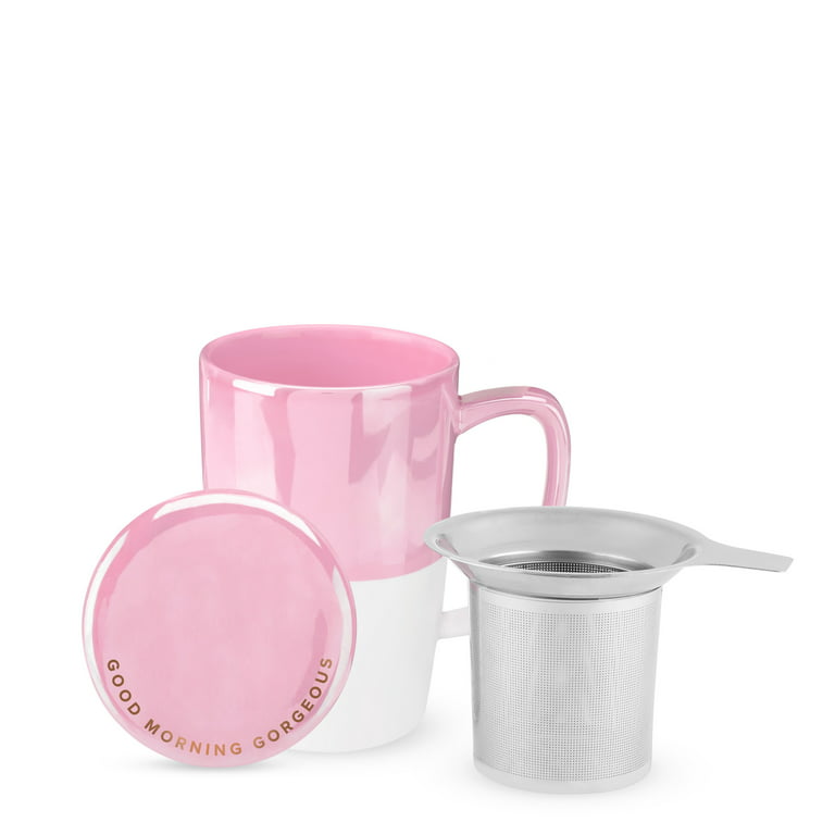 Pink Retro Daisy Mug 10 Oz Travel Mug With Lid Pink Daisy 
