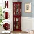 thumbnail image 5 of Jopath Display Cabinet with Glass Doors, Glass Corner Cabinet With Light, Wine Cabinet with Adjustable Glass Shelves for Living Room Cherry(Bulb Included), 5 of 9