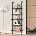thumbnail image 2 of Costway 5 Tier Ladder Shelf 71" Height Wall-Mounted Bookshelf Display Storage Organizer Brown, 2 of 9