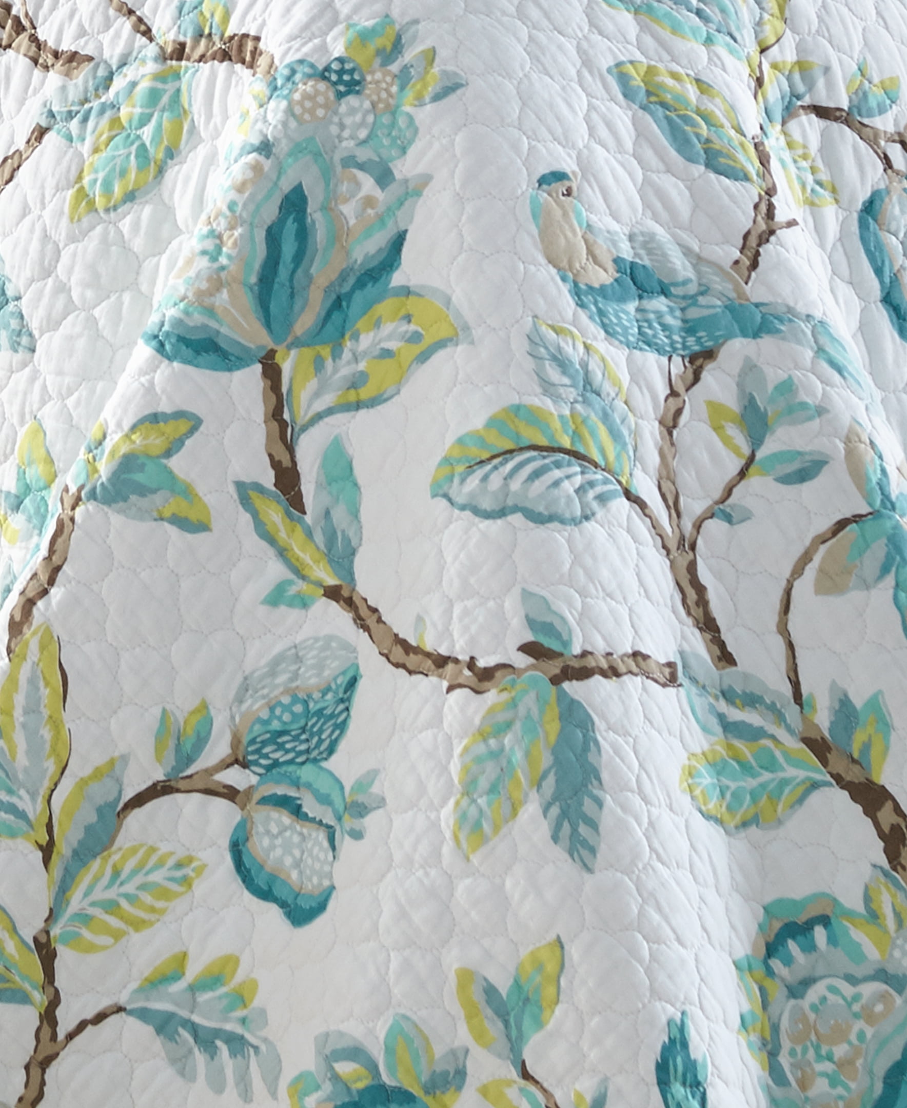Levtex Home - Cressida Quilt Set - Queen Quilt + Two Standard Pillow Shams - Teal Blue Cream Taupe Brown - Quilt (88x92in.) and Pillow Shams (26x20in.) - Reversible - Cotton Fabric
