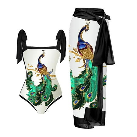 Blphud Sexy Swimsuits for Women Women Vintage Floral Print 1 Piece Swimwear 1 Piece Cover Up Two Piece Vintage Swimsuit Bikini Swim Suits for Women 2024 Womens Swimsuits Green M