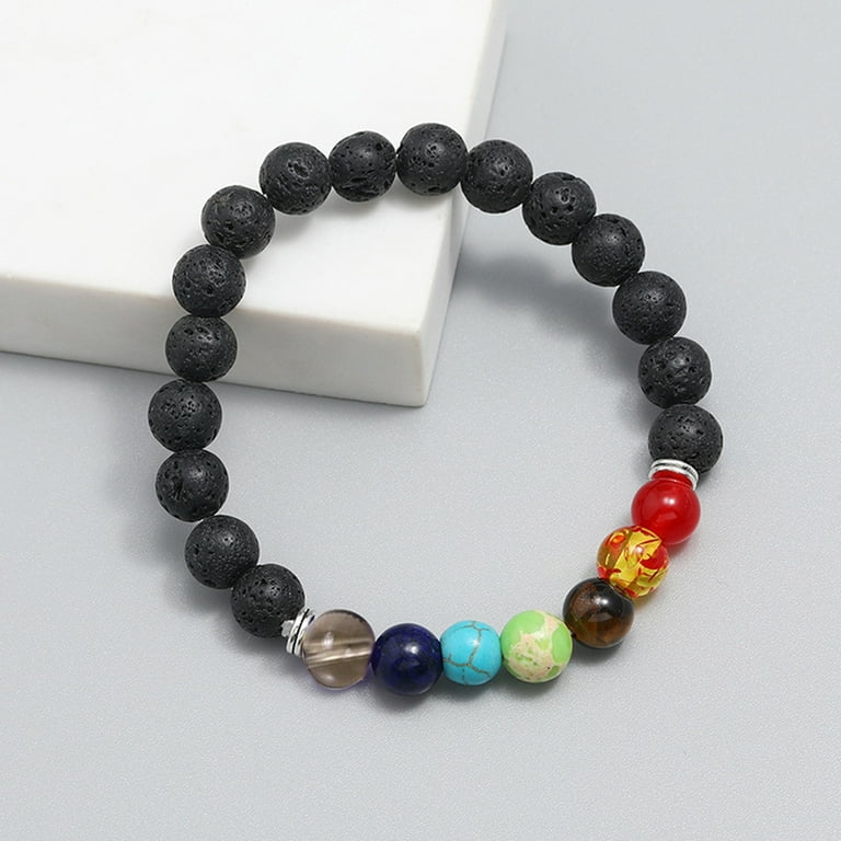 Unisex Healing Bracelet Colorful Natural Stone Beaded Relieve