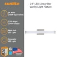 thumbnail image 3 of Sunlite 24-in 24w CCT Tunable Brushed Nickel LED Linear Bar Vanity Light Fixture, 3 of 8