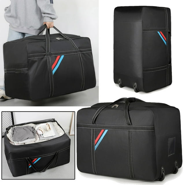 Bolsa de almacenamiento de ropa con asa y cremallera, gran capacidad de 47,55 galones, bolsa de mudanza de viaje para ropa, ropa de cama, tela Oxford negra, 30,71x18,9x15,75in