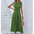 thumbnail image 1 of LOVZFMLL Dresses Women's Fashion Solid Color Short Sleeve Round Neck Waist In Dresses, 1 of 5
