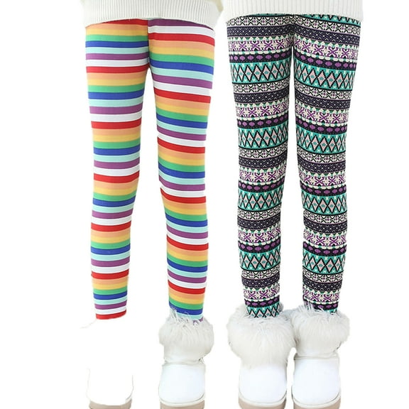 Xinhuaya 2 Pack Toddler Girls Leggings Footless Thick Winter Tights Stretchy Trousers Baby Legging Pants 3-11 Years