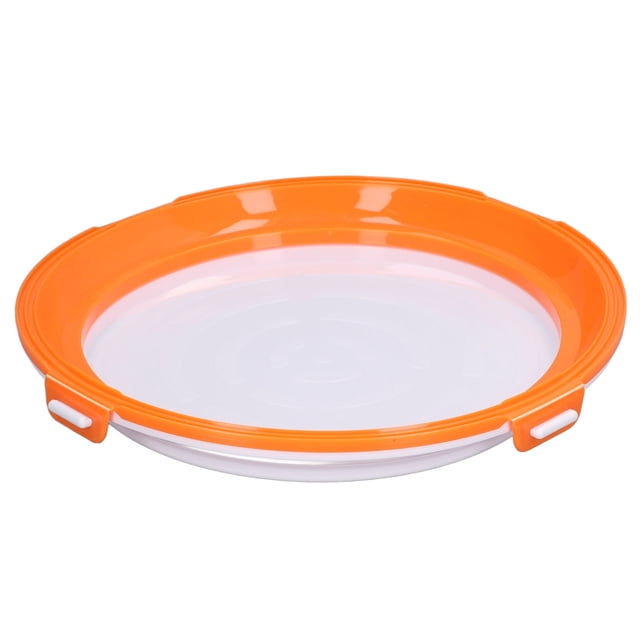 Plateau de conservation des aliments, plateau de stockage des aliments réutilisable de qualité alimentaire, récipient de stockage des aliments rond avec couvercle d'étanchéité(ORANGE)