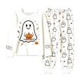 thumbnail image 6 of JAJAHO Halloween Kids Pajamas Boy Girl Long Sleeve Top And Pants Set Ghost Sleepwear 2 Piece Set 2-10Y, 6 of 7